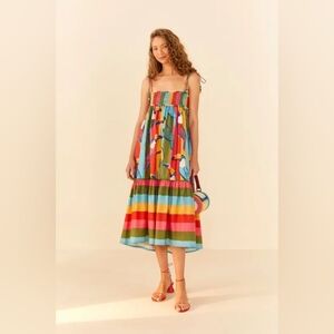 NWT Anthropologie Farm Rio Wonderful Toucans Organic Cotton Midi Dress - M